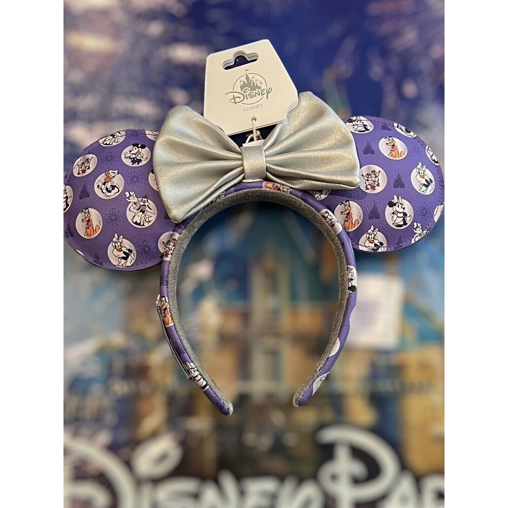 Disney100 x Loungefly Minnie Headband Ears Mickey & Friends Platinum Purple